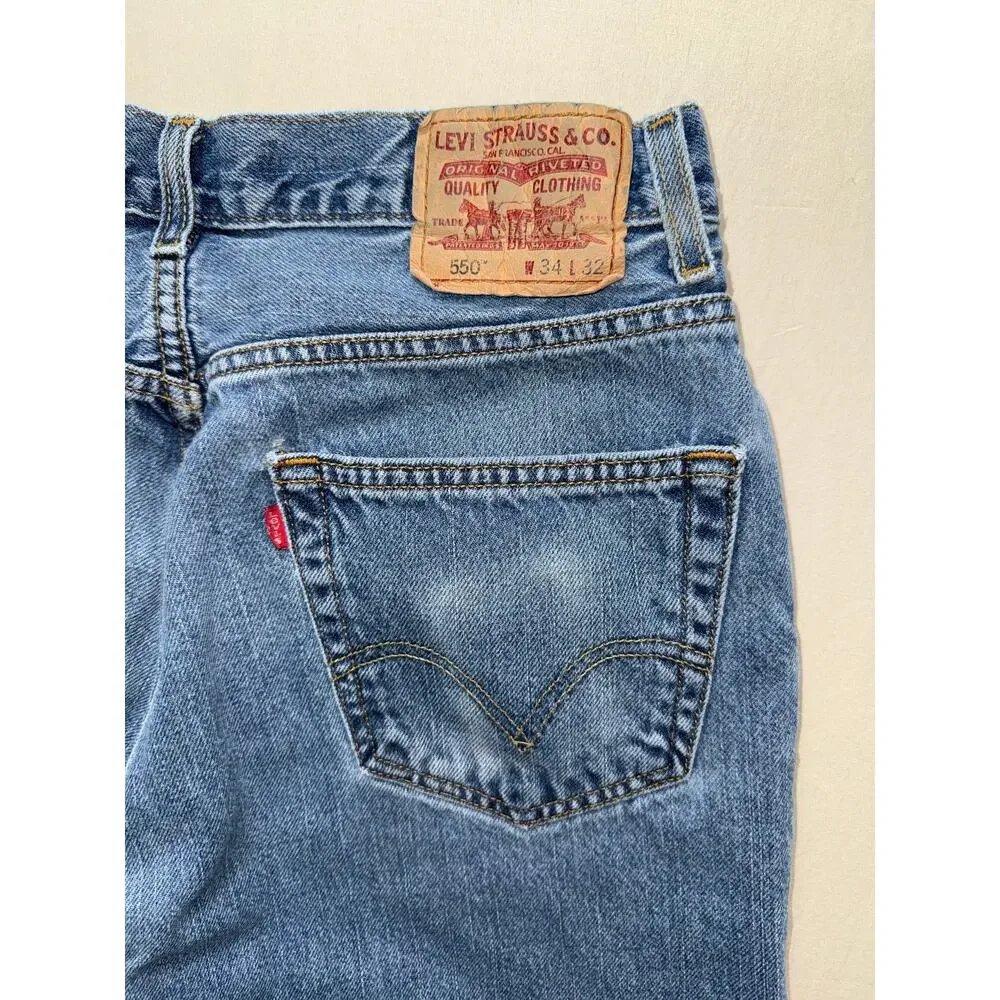 Mens Levi’s 550 Relaxed Fit‎ Jeans 34x32 Medium Wash Denim Classic